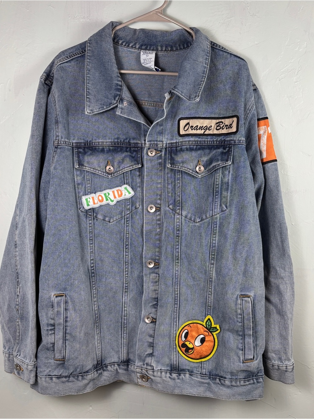Disney Vault 50th Orange Bird, Think Orange, Distressed Jean Jacket